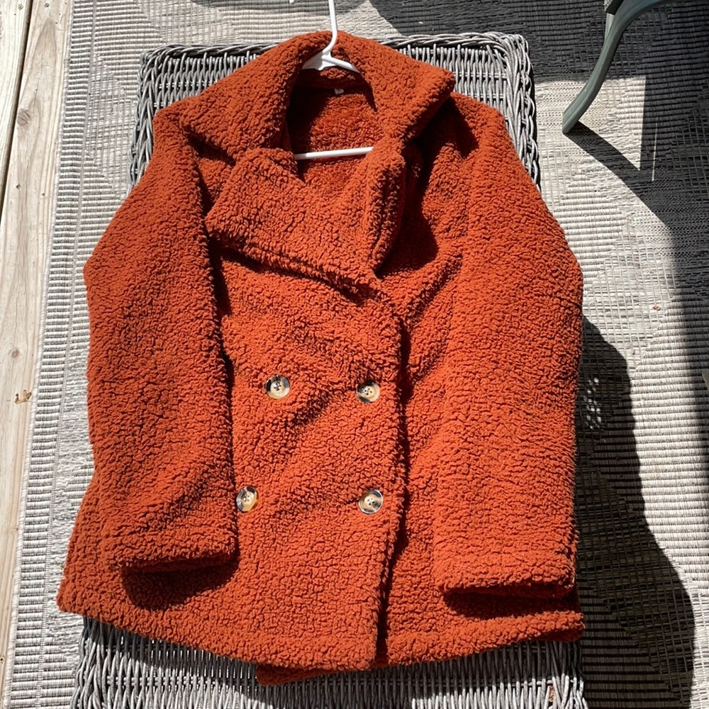 Burnt orange teddy coat